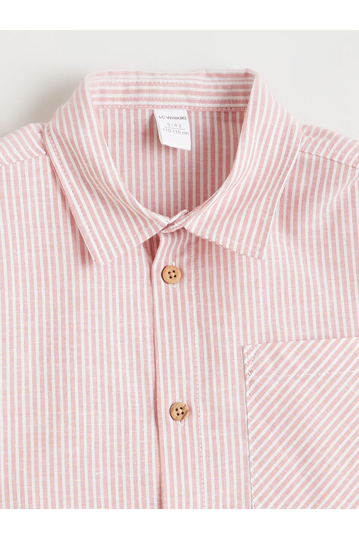 LC Waikiki Elsiva Collection Turuncu Çizgili Keten Karışımlı Erkek Çocuk Gömlek fotoğrafı 3 (önizleme)