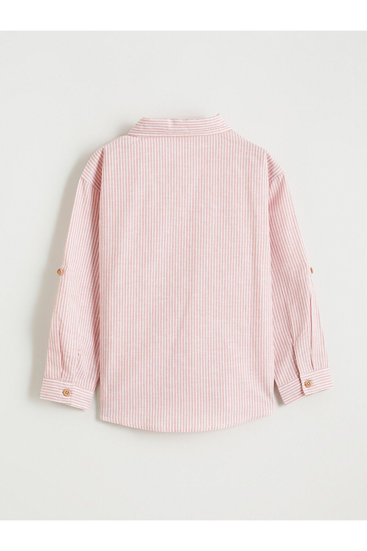 LC Waikiki Elsiva Collection Turuncu Çizgili Keten Karışımlı Erkek Çocuk Gömlek fotoğrafı 5 (önizleme)