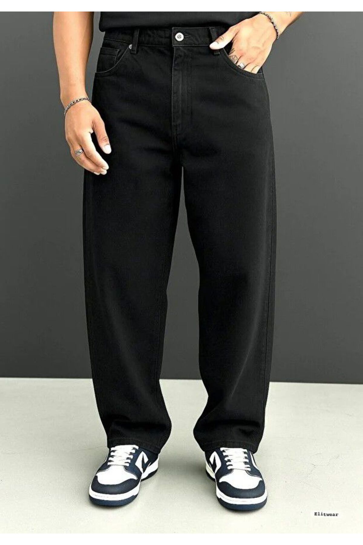 ElitWear  Erkek Baggy Fit Rahat Kalıp Kemerli Geniş Kalıp Pantolon SBG