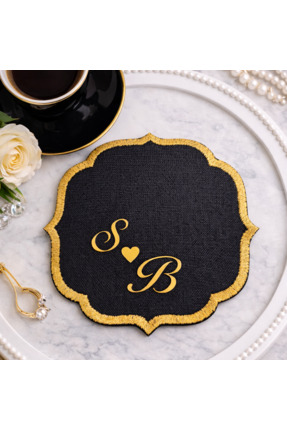 Frisson Söz & Nişan Tepsisi İçin Söz Mendili Kişiye Özel Kenarları Gold Nakış...