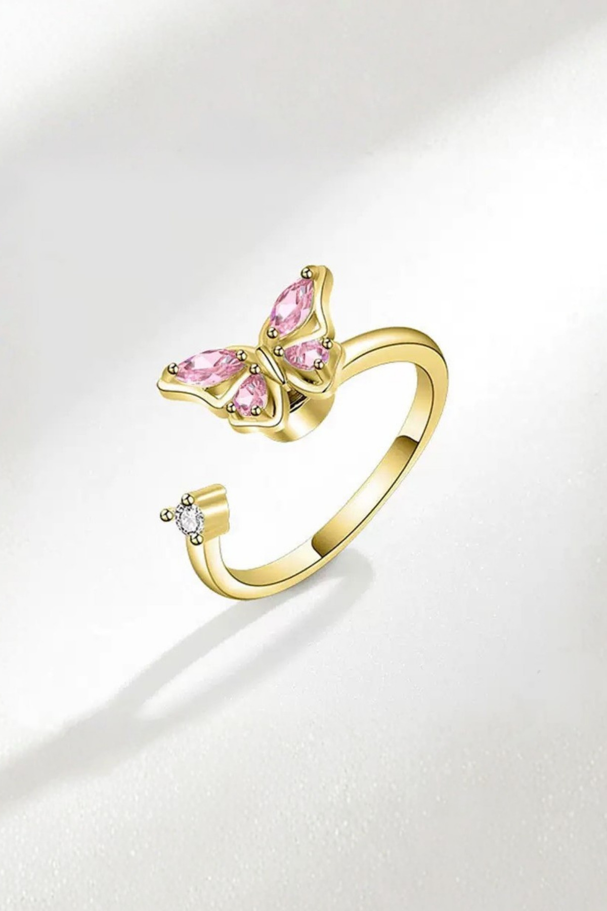 Zircon Stone Butterfly Relaxing Anti-stress Adjustable Rotating Ring