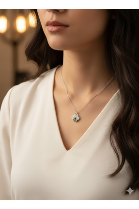 Argento Jewelry 925 Ayar Gümüş Kedi Patisi Desenli Kolye