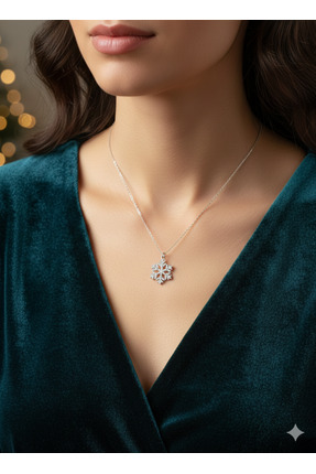 Argento Jewelry 925 Ayar Gümüş Kar Tanesi Kolye