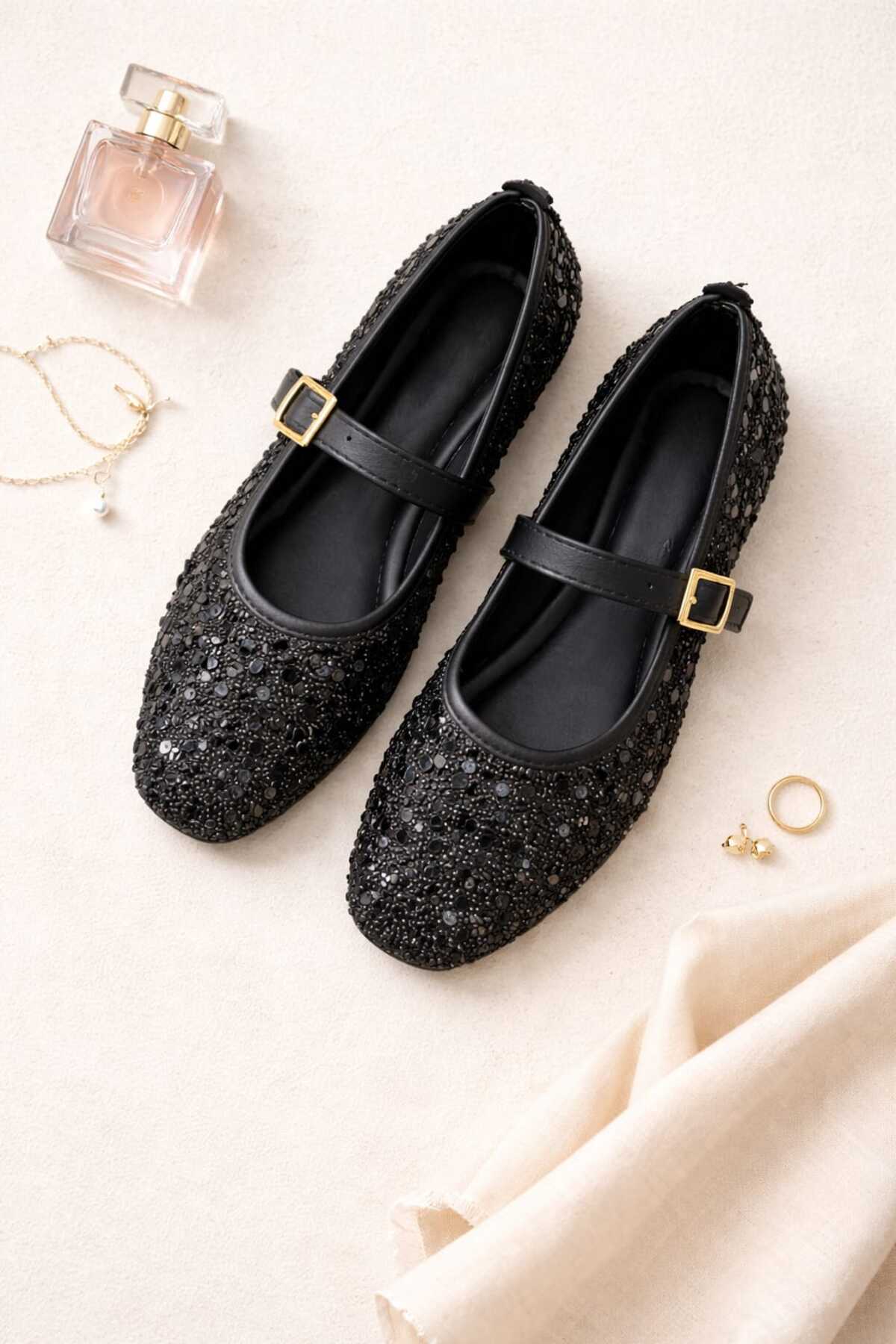 Slipcat  Pullu Simli Payetli Toka Detaylı Kadın Şık Günlük Babet - Görsel 7