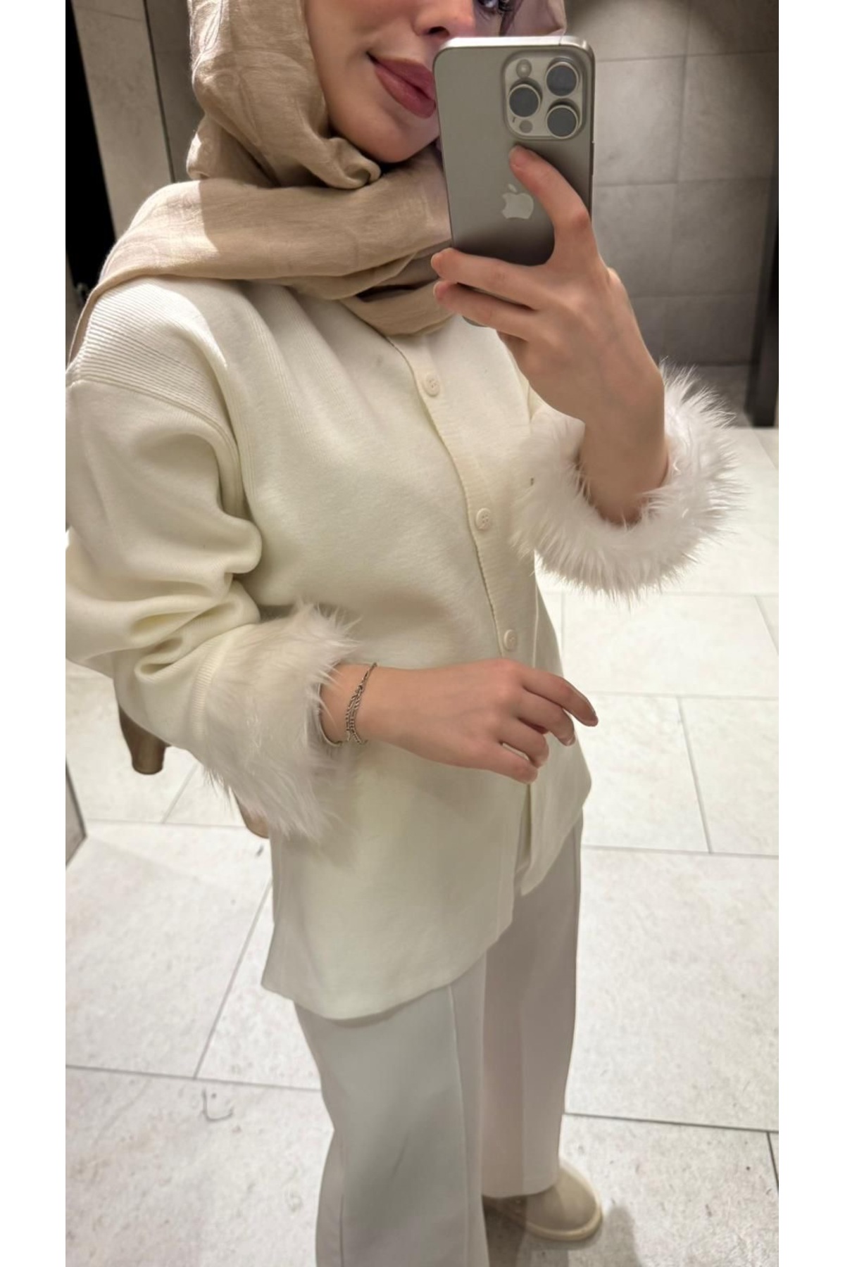 Çınar Couture ORGANİK PAMUK KÜRKLÜ HIRKA görsel 4