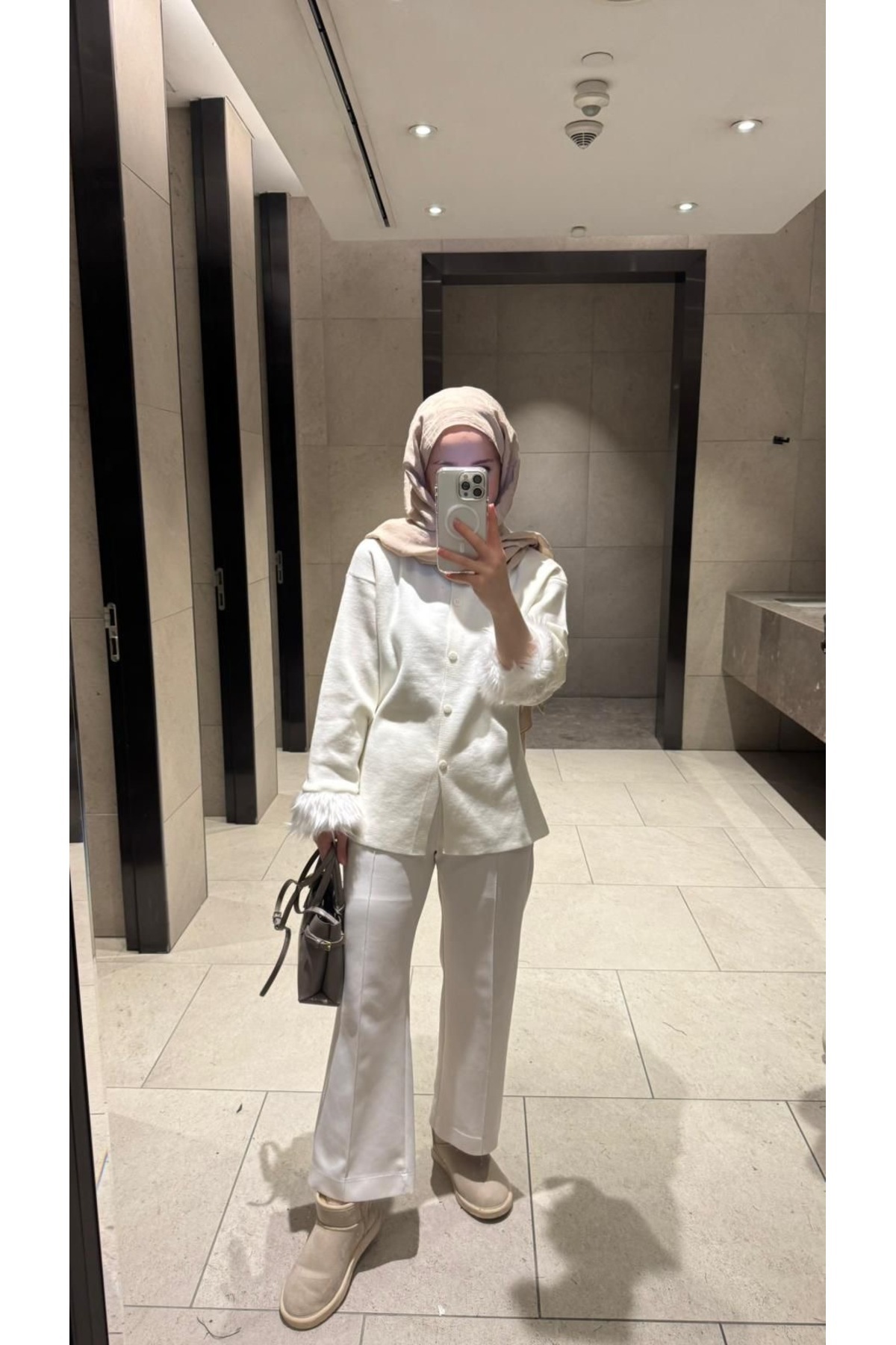Çınar Couture ORGANİK PAMUK KÜRKLÜ HIRKA görsel 3
