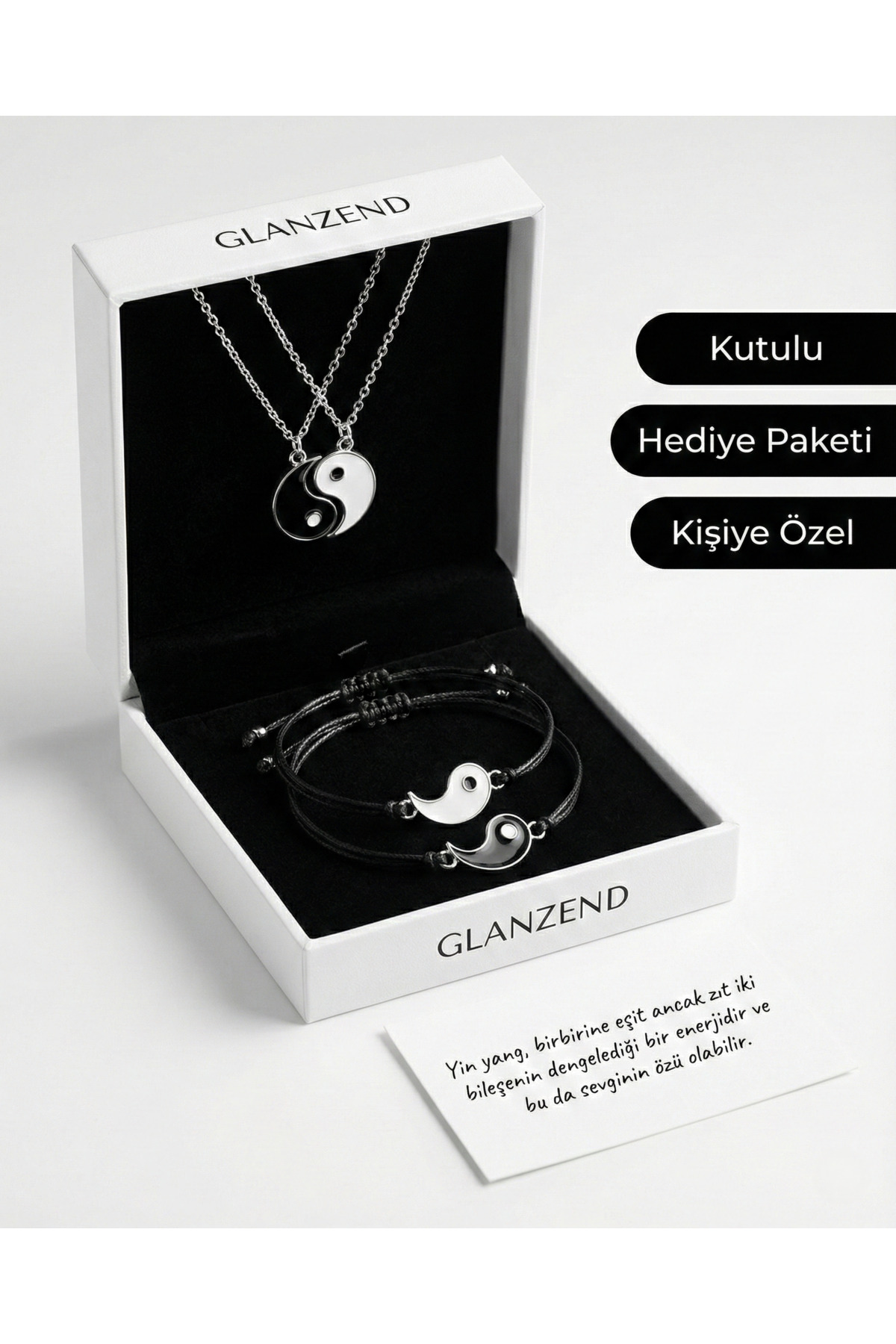 Yin Yang Couple Necklace & Couple Bracelet Valentine's Set February 14 Valentine's Day Gift