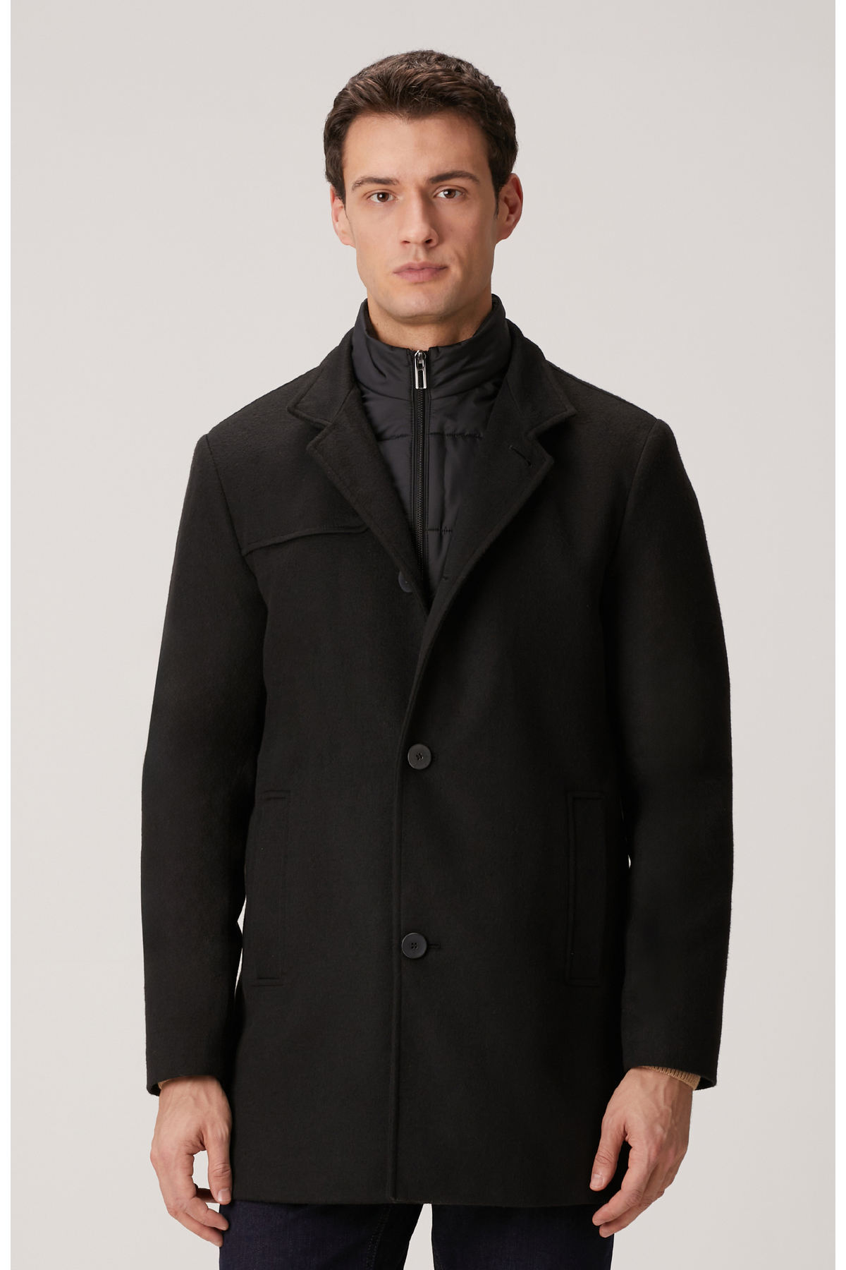 Network  Siyah Dik Yaka Mostralı Palto