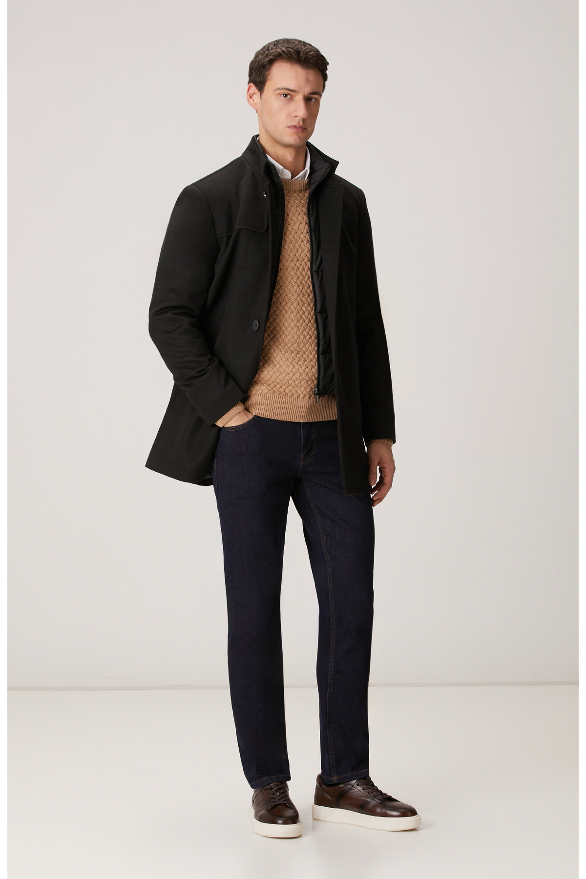 Network  Siyah Dik Yaka Mostralı Palto - Görsel 3