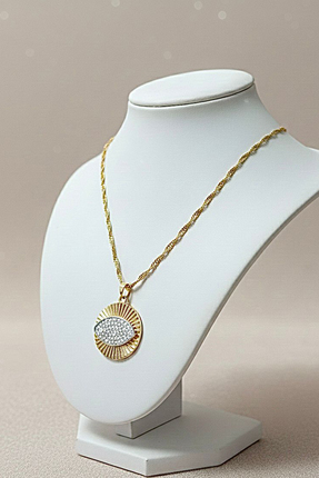 Larius Jewelry Aura Eye(Göz) Zİrkon Taşlı Tılsım Kolye , Nazar Kolyesi , Hedi...