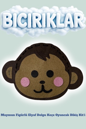 bıcırıklarkids Çocuklar İçin Etkinlik, Maymun Figürlü Elyaf Dolgulu Keçe Diki...