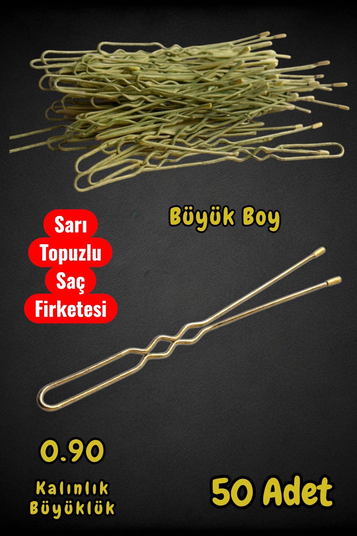 Technow Sarı 7 cm Küçük Topuzlu Saç Firketesi Toka 0.90 Sarı
