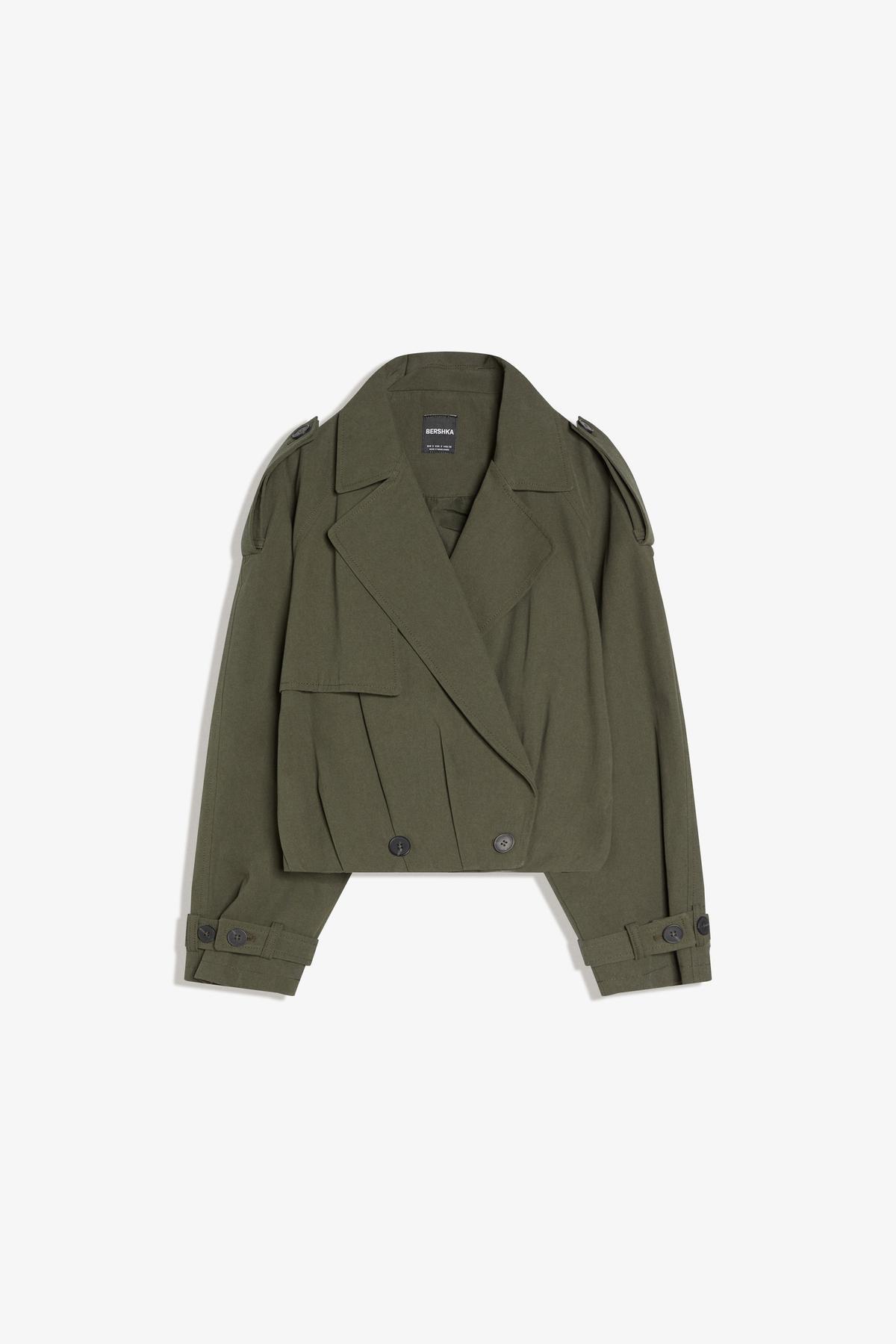 Bershka  Kısa balon efektli trençkot ceket - Görsel 5