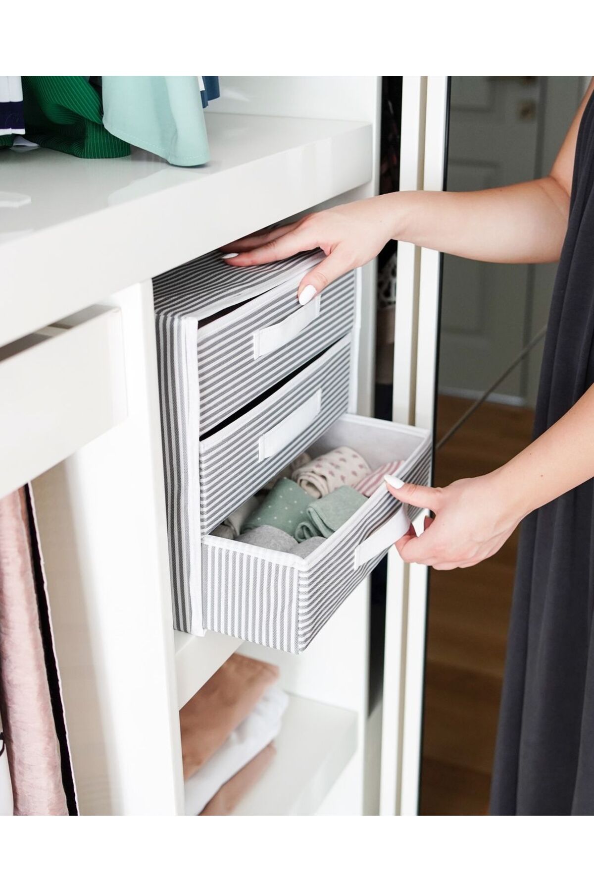 FORSACE Üç Bölmeli Çekmeceli Organizer Çok Amaçlı Çekmece Çorap İç Çamaşır Bebek Eşyaları Vb. Organizer fotoğrafı 5 (önizleme)