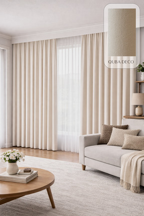 QUBA DECO KADİFE Dokulu Ada Fon Perde Salon Yatak Odası