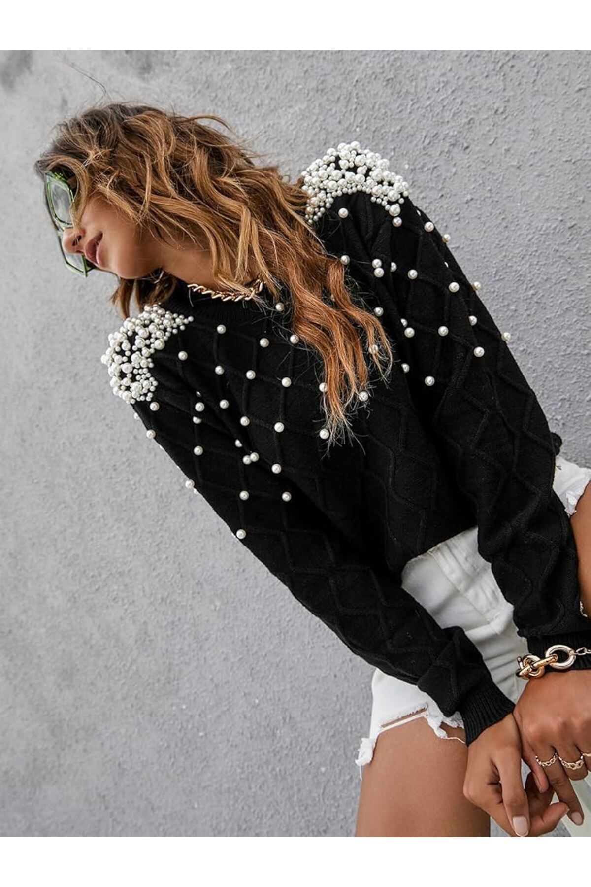 mahira collection Дамски велосипеден пуловер с бродерия на врата