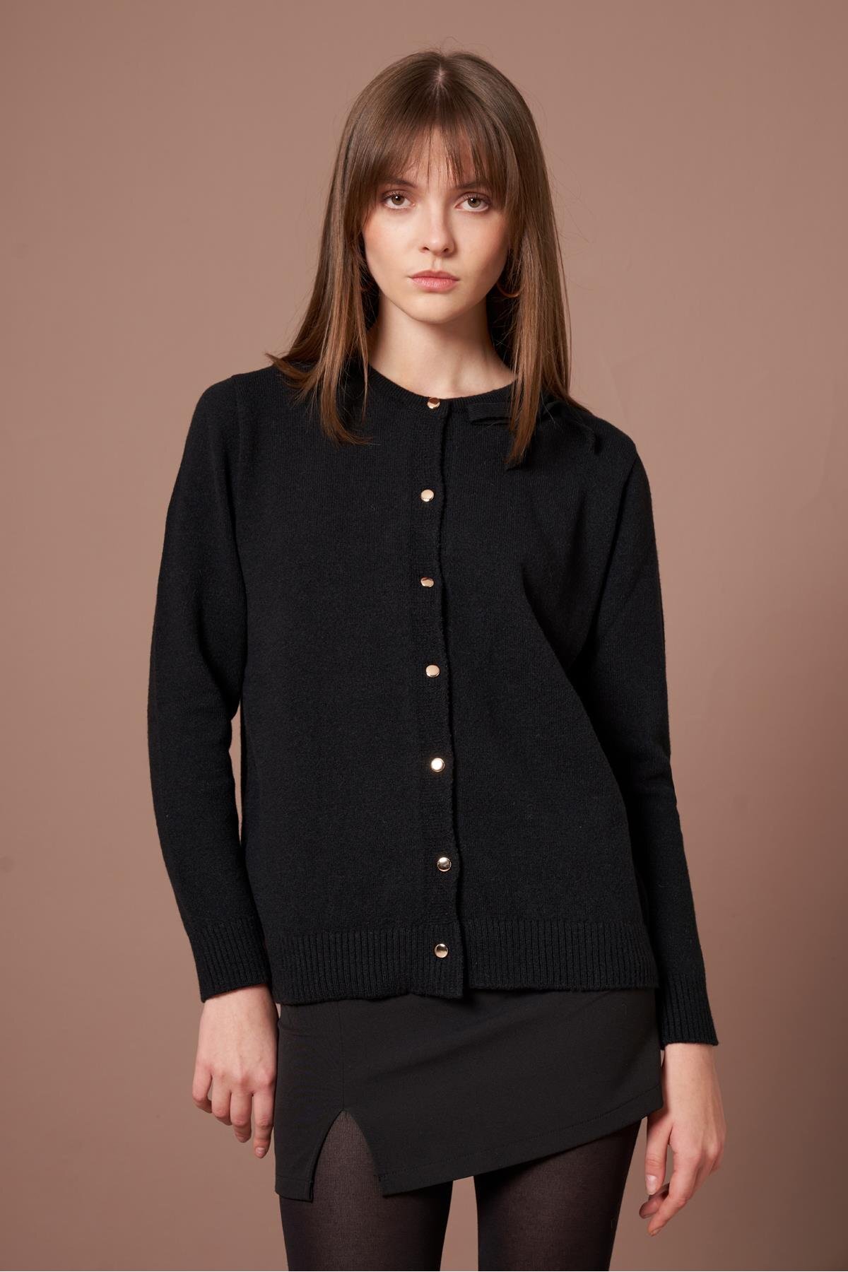 FTZ WOMEN  Kadın Şardon Hırka Siyah 25288 - Görsel 7