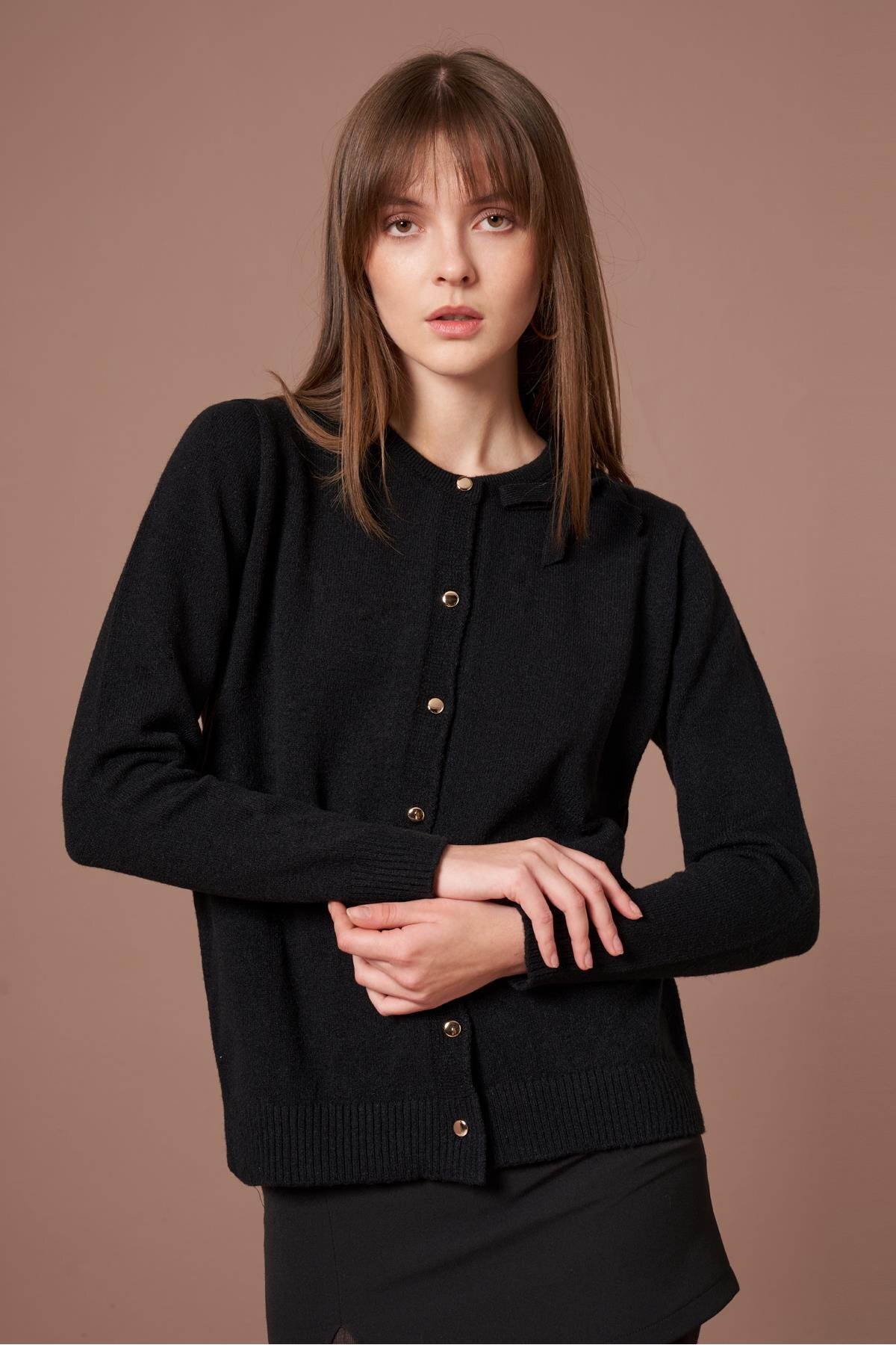 FTZ WOMEN  Kadın Şardon Hırka Siyah 25288