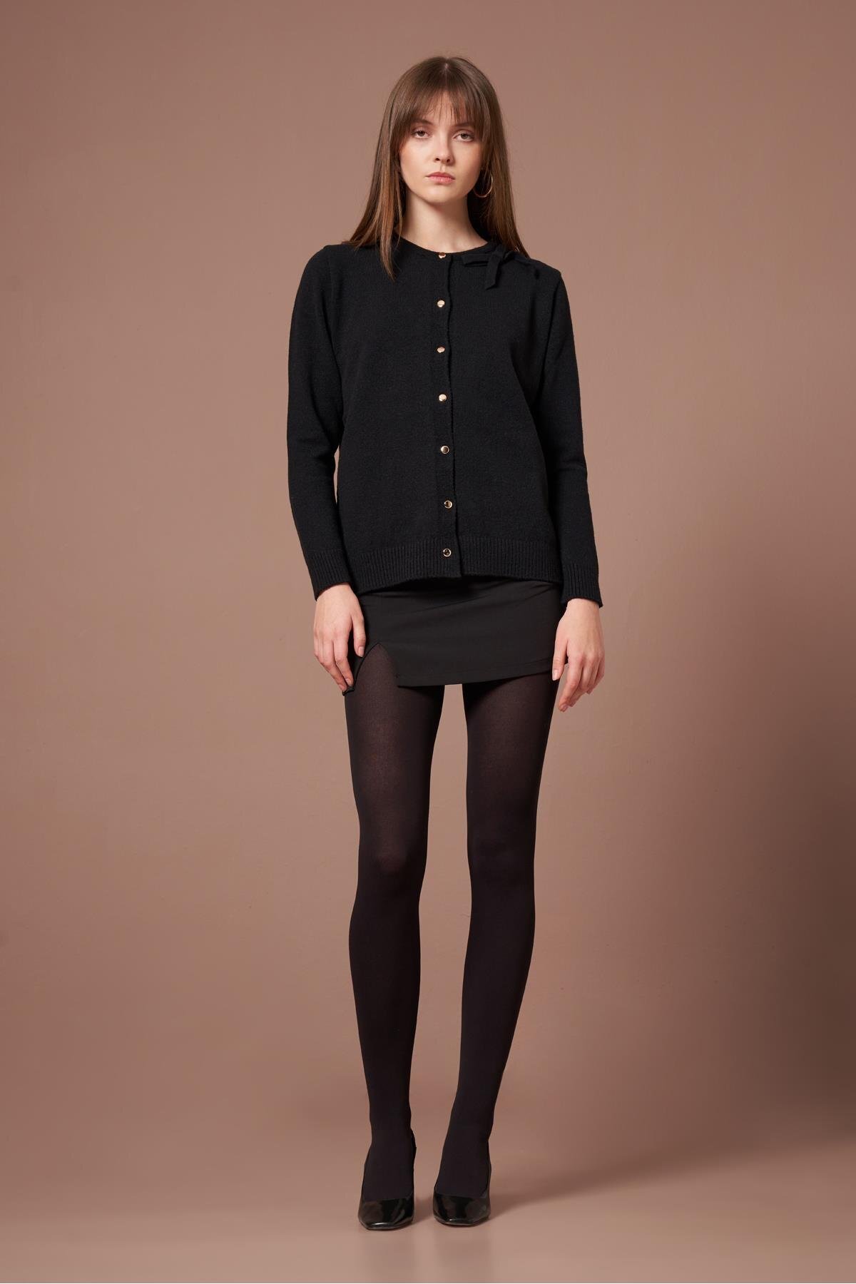 FTZ WOMEN  Kadın Şardon Hırka Siyah 25288 - Görsel 6