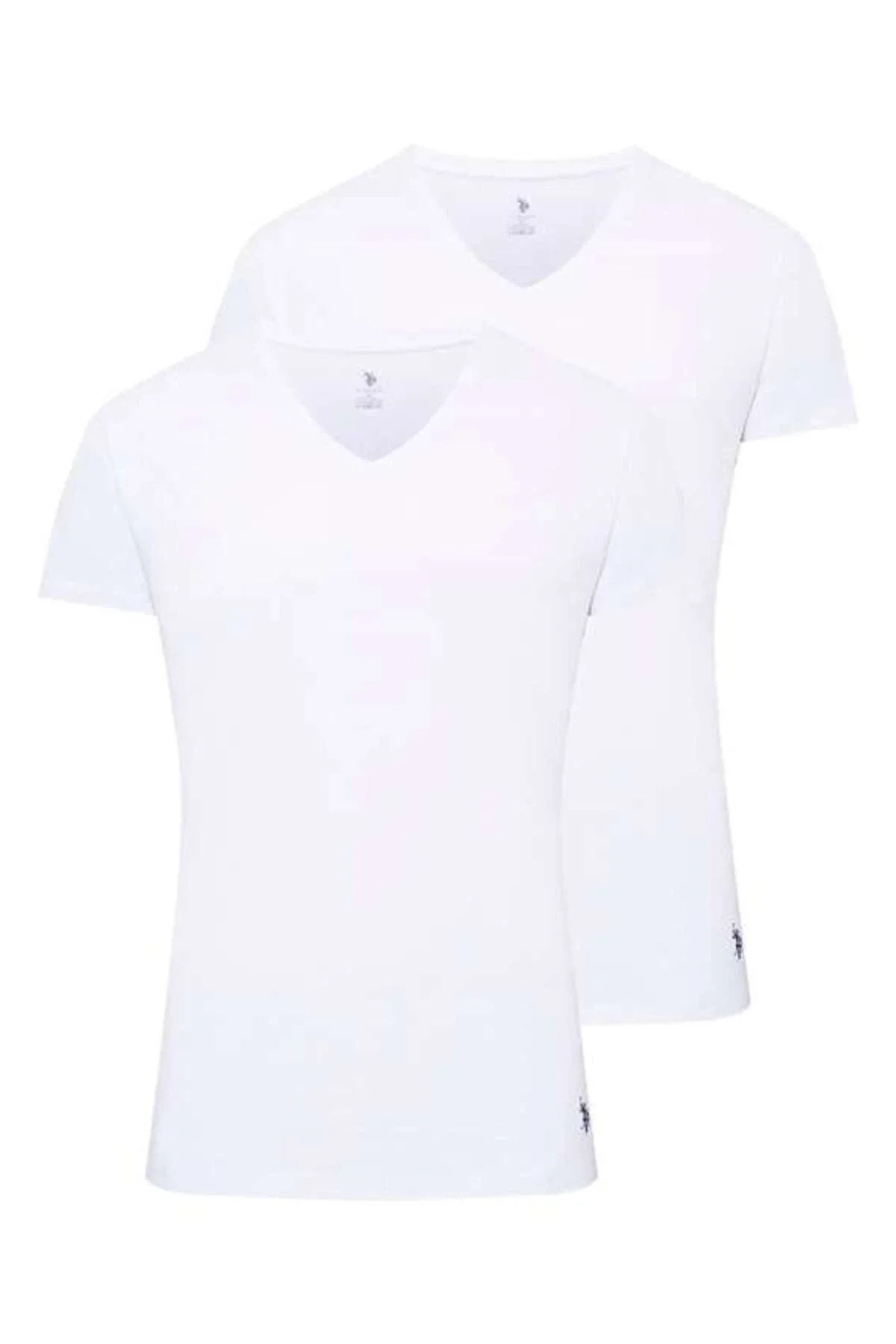 یو اس پولو تاپ رکابی مردانه سفید دو عددی یقه هفت کد ۸۰۱۹۴