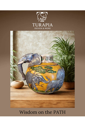 Turapia Design Fil Özel Tasarım Safari Dekoratif Polyester El Boyaması Yuvarl...