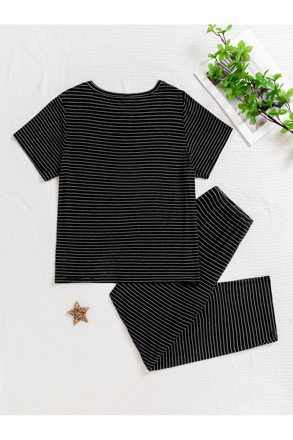 Take Two By Styli Lace Insert Short Sleeve Top and Pyjama Set