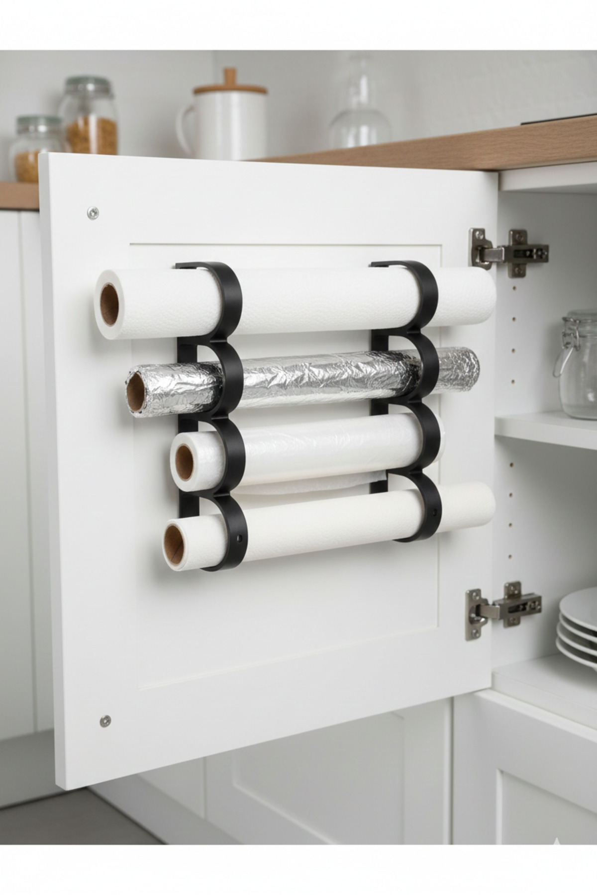 Kitchen Roll Organizer | Oil Paper, Foil, Stretch Film (shipped with double-sided tape)