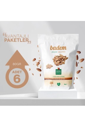 Doğanın Meyveleri Çiğ Badem İçi - Yerli Badem - Avantajlı Paket 6x80gr