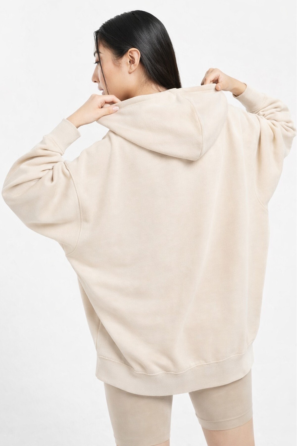 Nike Sportswear Essentials Oversize Fleece Full Zip Hoodie Kadın Oversize Kapüşonlu Sweatshirt Krem görsel 2
