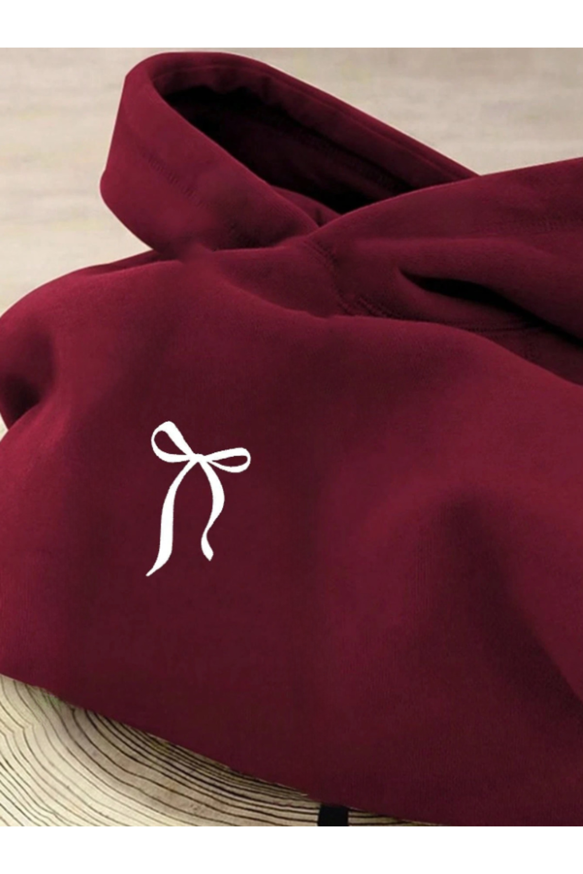 Revasser  Kadın MİNİ KURDELE Renkli Özel Baskılı Pamuklu Oversize Kapüşonlu Sweatshirt