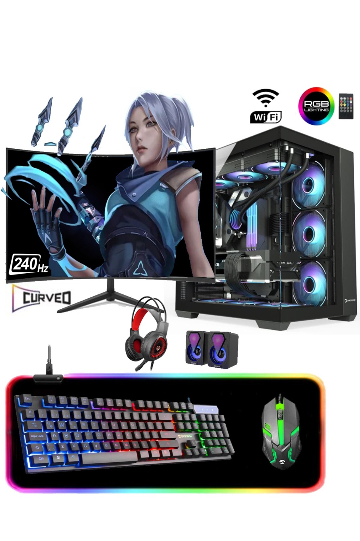Apphirex RİSE X84 Ryzen 5 5500 16GB 512GB M2 SSD RX580 8GB 24' 240Hz Masaüstü Oyuncu Bilgisayarı Hazır Sistem