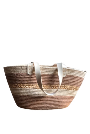 NO BRAND Hasır Görünümlü Günlük Omuz Çantası – Yazlık Plaj & Şehir Çantası