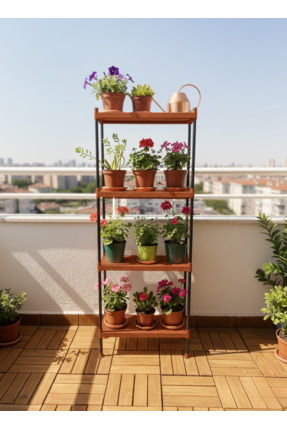 Lider Tunç TUNİVA EVA Serisi: 4 Katlı Dekoratif Saksı Standı Ve Modern İç-Dış...