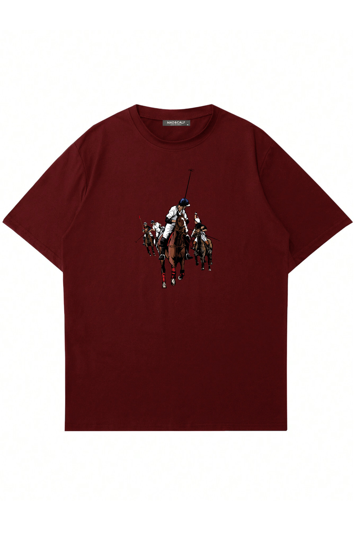 Mad&Calf Unisex Horse Rider Printed Crew Neck Oversized T-Shirt