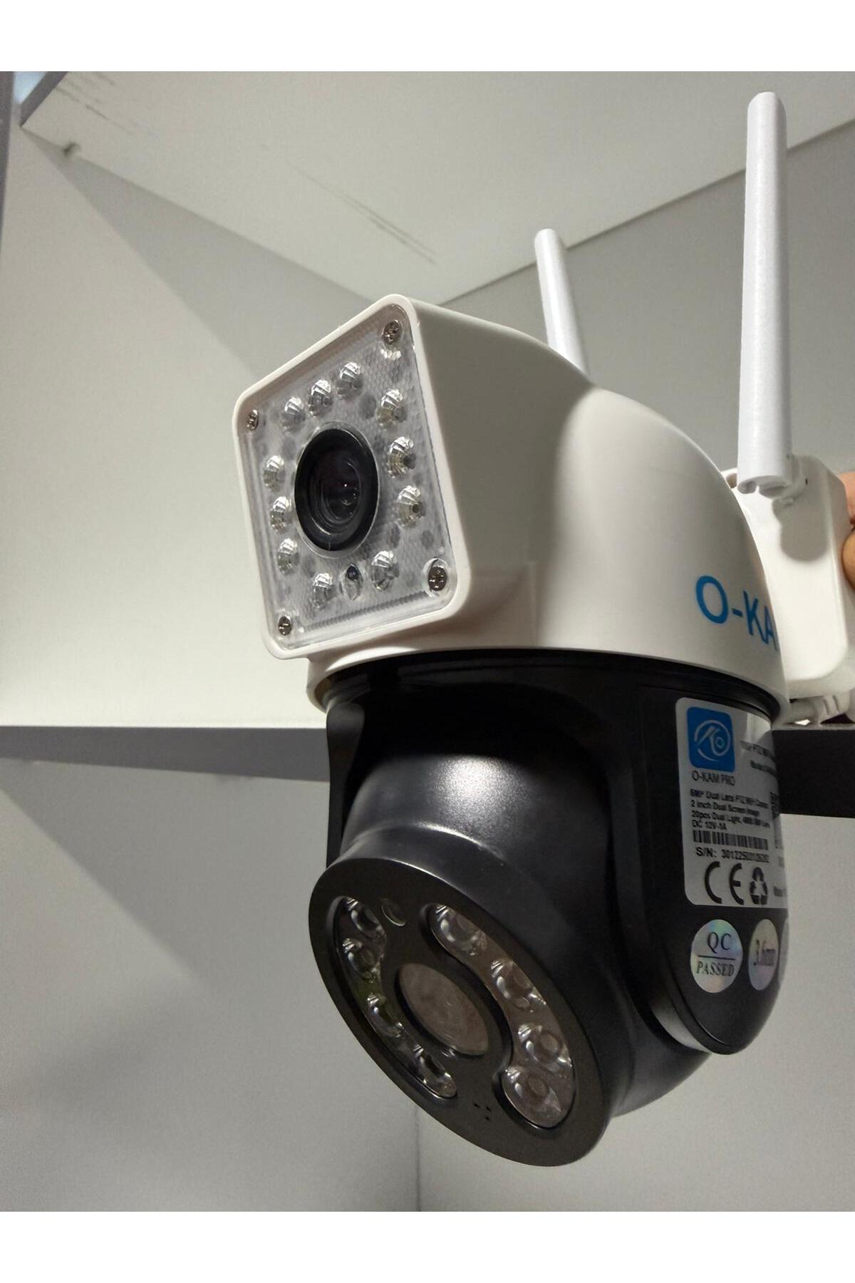 O-KAM PRO O-KAM 3012 6MP 3MP+3MP Çift Lens Wi-Fi PTZ Kamera | Renkli Gece Görüşü | Hareket Takibi |2 Yönlü Ses