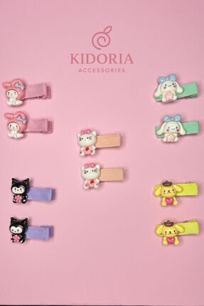 Kidoria Sevimli Sanrio Figürlü Çocuk Kıskaç Toka Seti (10 Adet)