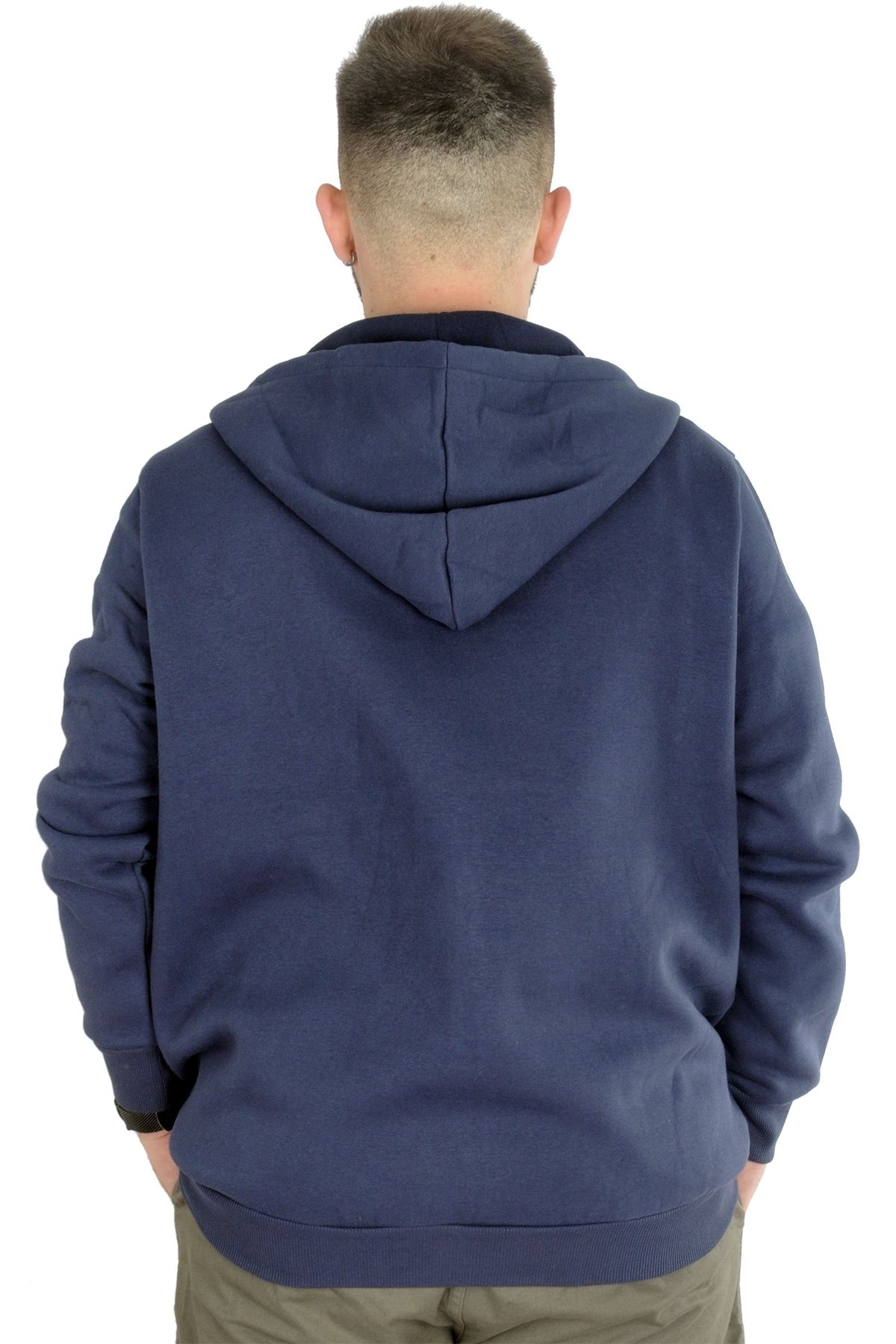 ModeXL Mode XL Erkek Sweatshirt Kapşonlu Zippered Basic 20543 İndigo görsel 3