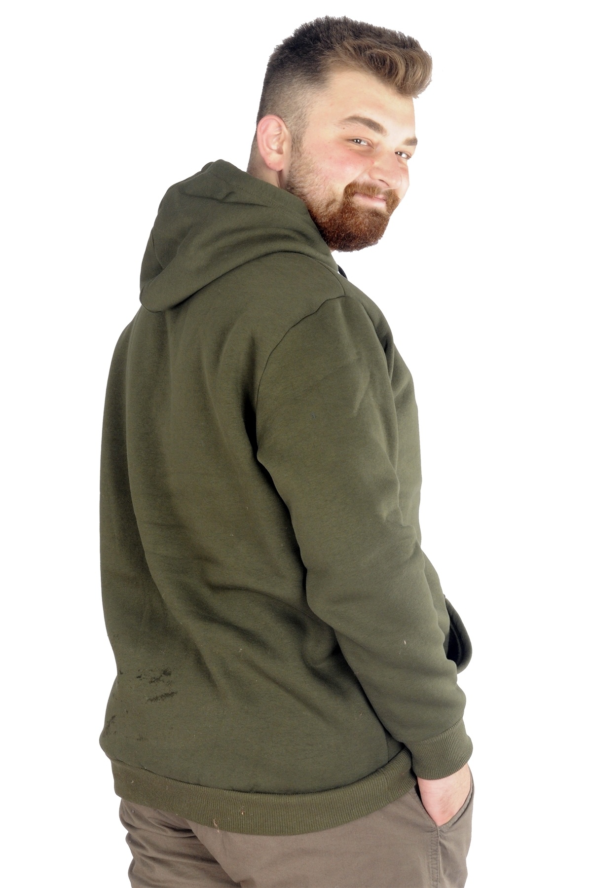 ModeXL Mode XL Erkek Sweatshirt Kapşonlu Pocket Basic 20562 Haki görsel 4
