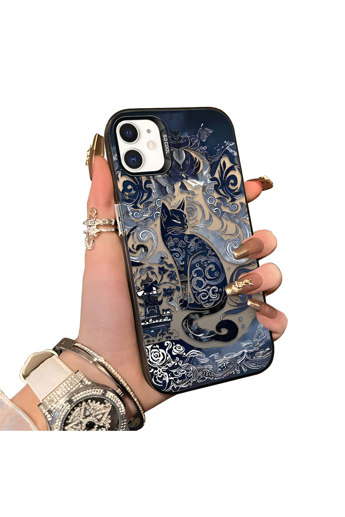 iPhone 11 Compatible Silicone Edge Hard Back Anti Fall Case Classic Pattern
