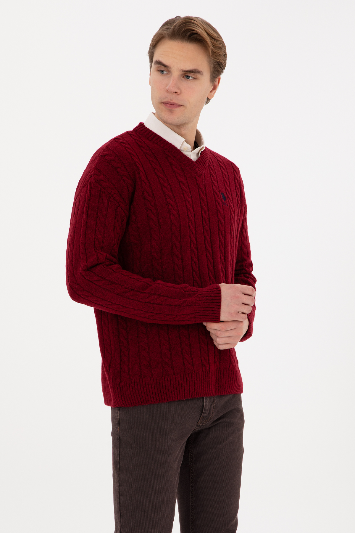 ژاکت مردانه Claret Red Comfort Fit V-Neck 50315038-VR014 — قرمز — تصویر 3 از 7