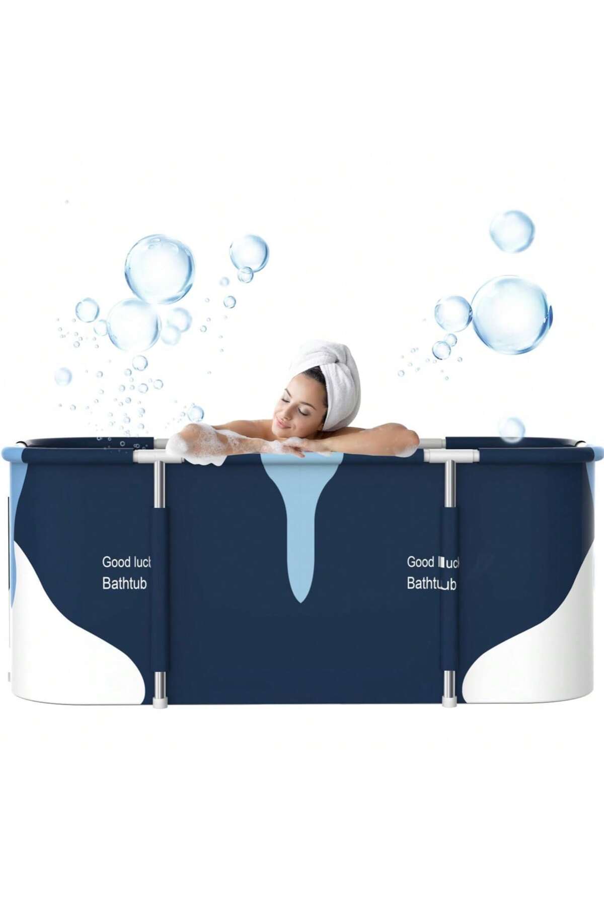 Mtanvxay حوض استحمام قابل للطي قصة فضفاضة 55 بوصة بإطار معدني، حوض ...