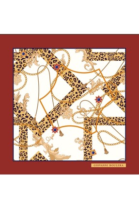 Giovanni Boulera Leopar Ve Zincir Desenli,Çift Taraf Baskı,Süper El Dikişi,16...