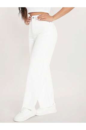 SİNGBADA Beyaz Yüksek Bel Straight Jean
