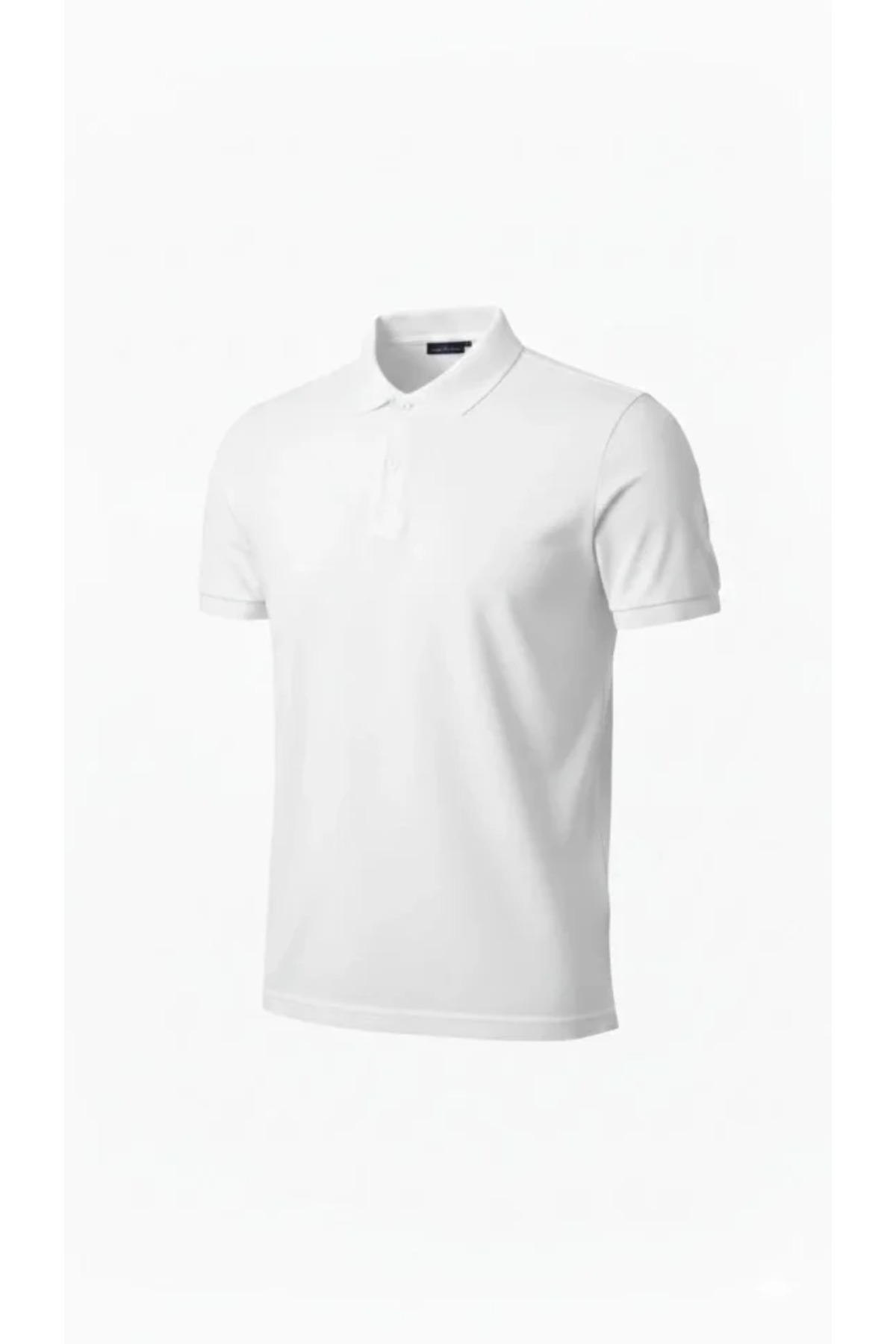 Erkek Pike Kumaş Düğmeli Yaka Regular Fit Günlük Kısa Kol Tişört T-shirt - Beyaz