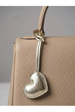 yedideri Hakiki Deri kalp Çanta Charmı