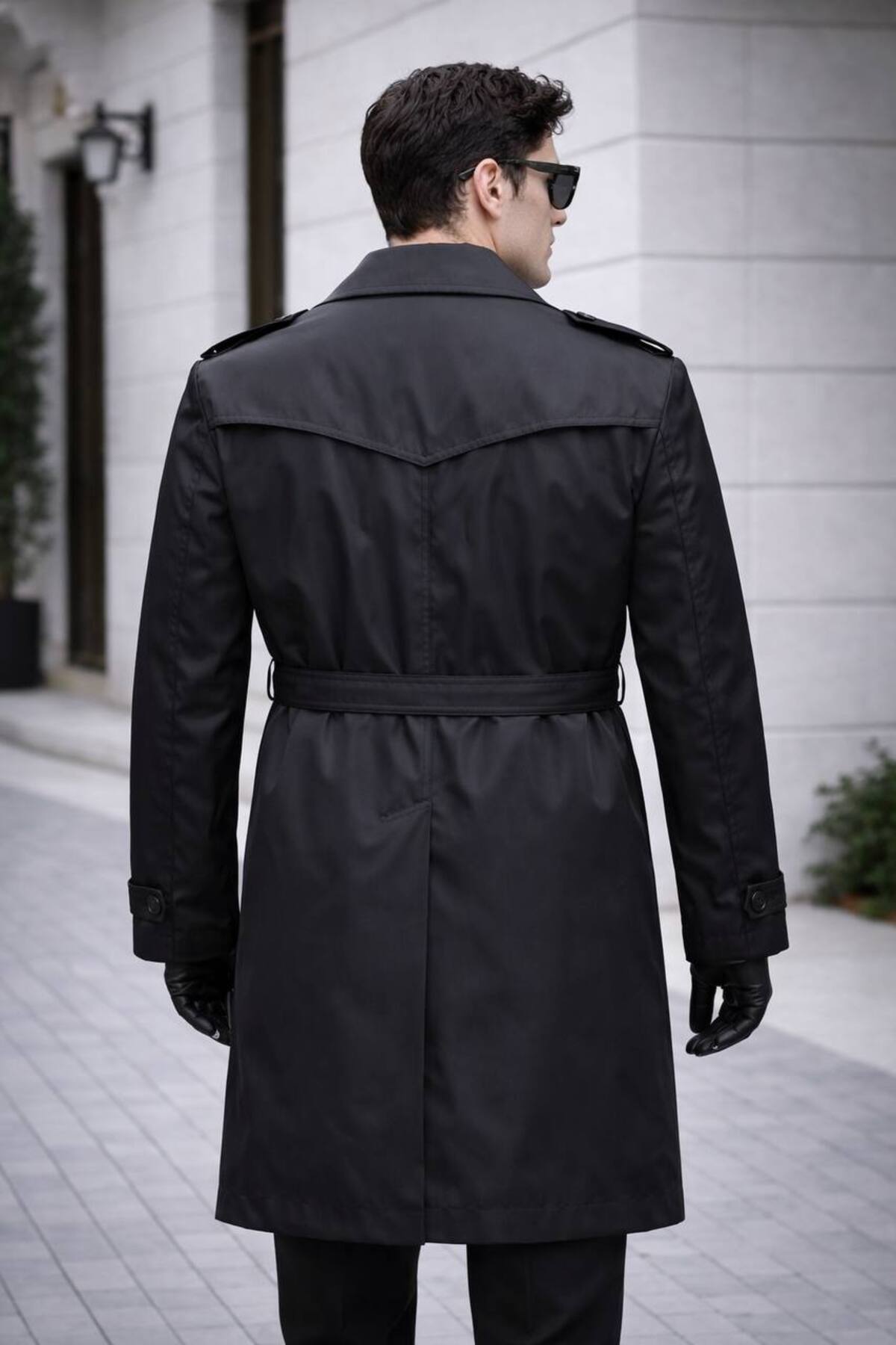 BASEL.CO  Erkek Modern Kalıp Trençkot - Kemerli, Çift Düğmeli, Zamansız Tasarım - Görsel 3