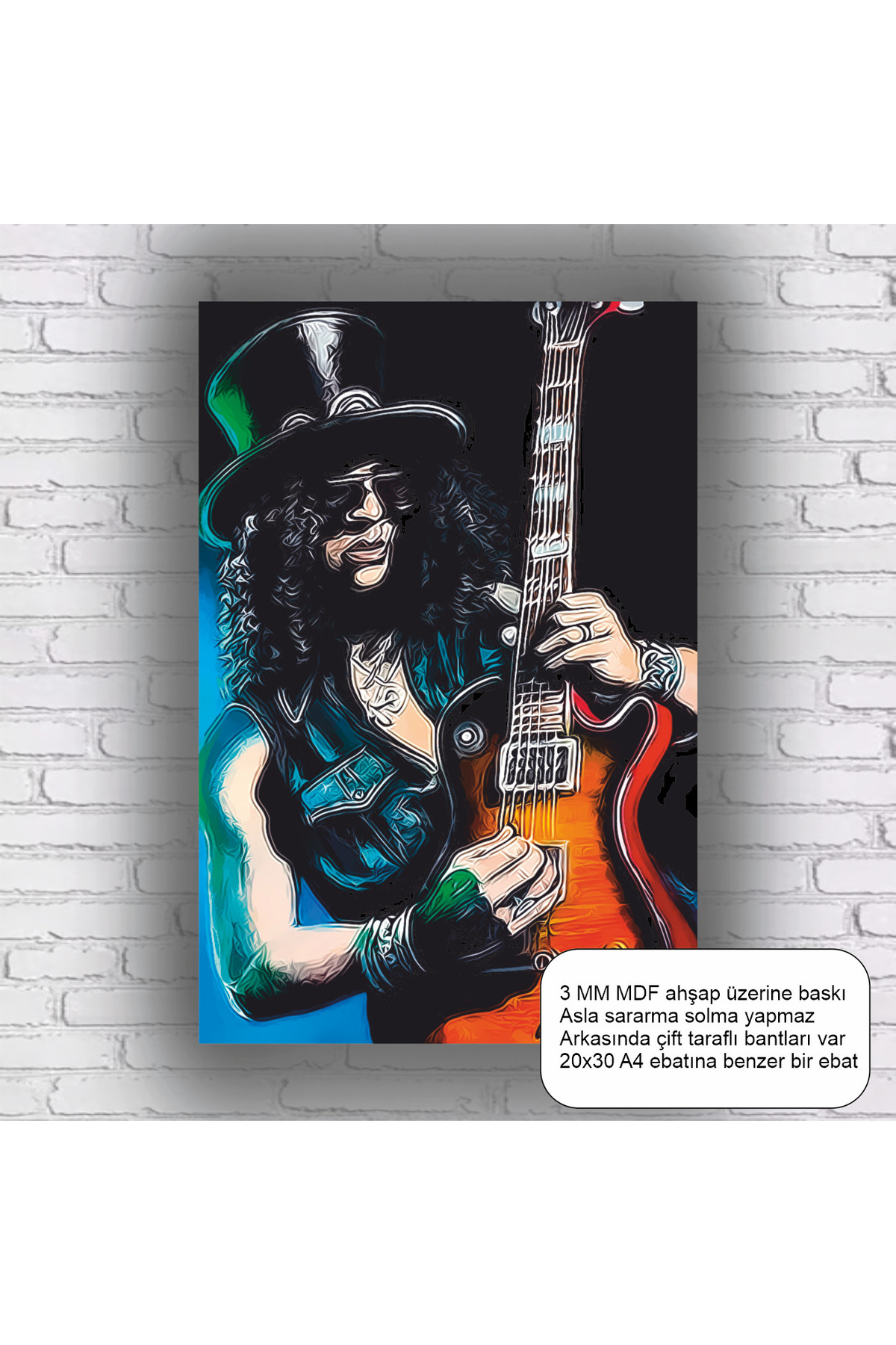 rock metal music electric guitar home decoration mdf table retro wood poster
