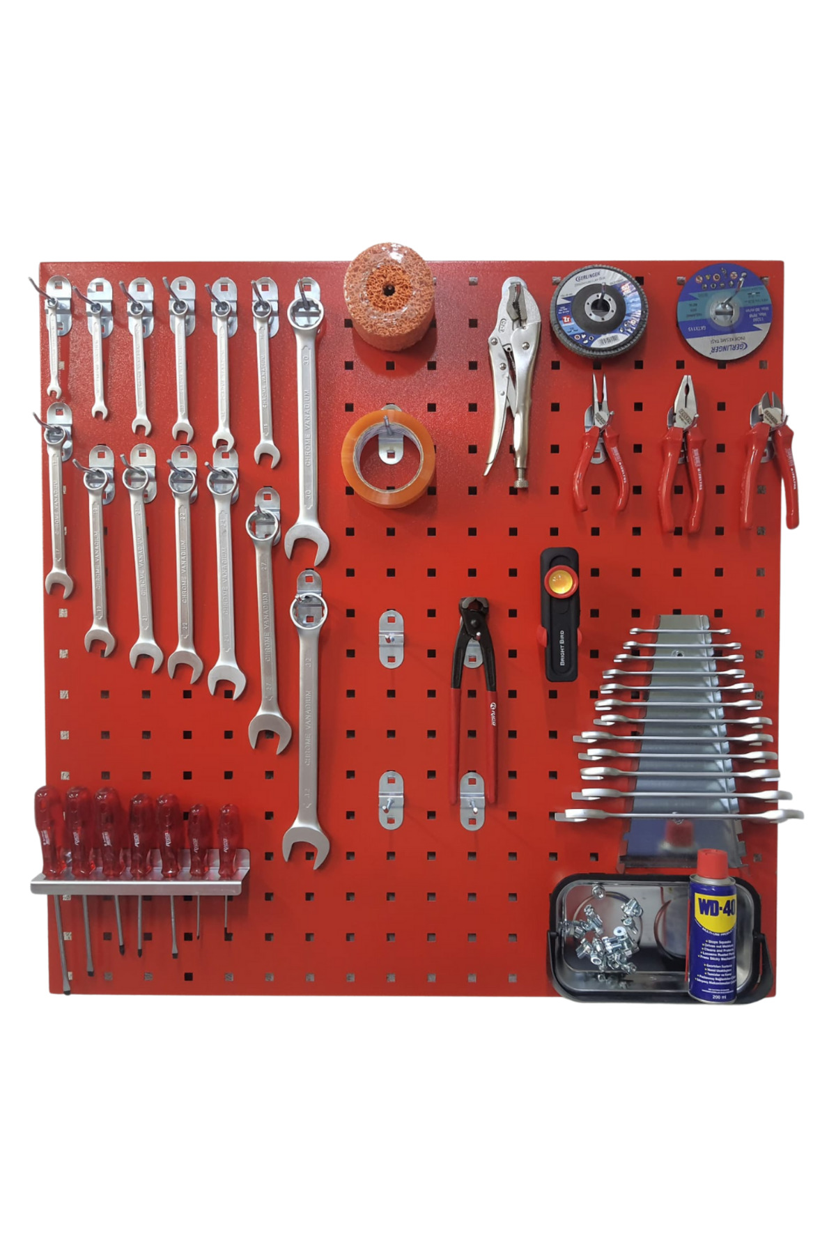 90 cm Metal Hanger Board and Hook + Screwdriver + Keychain Set