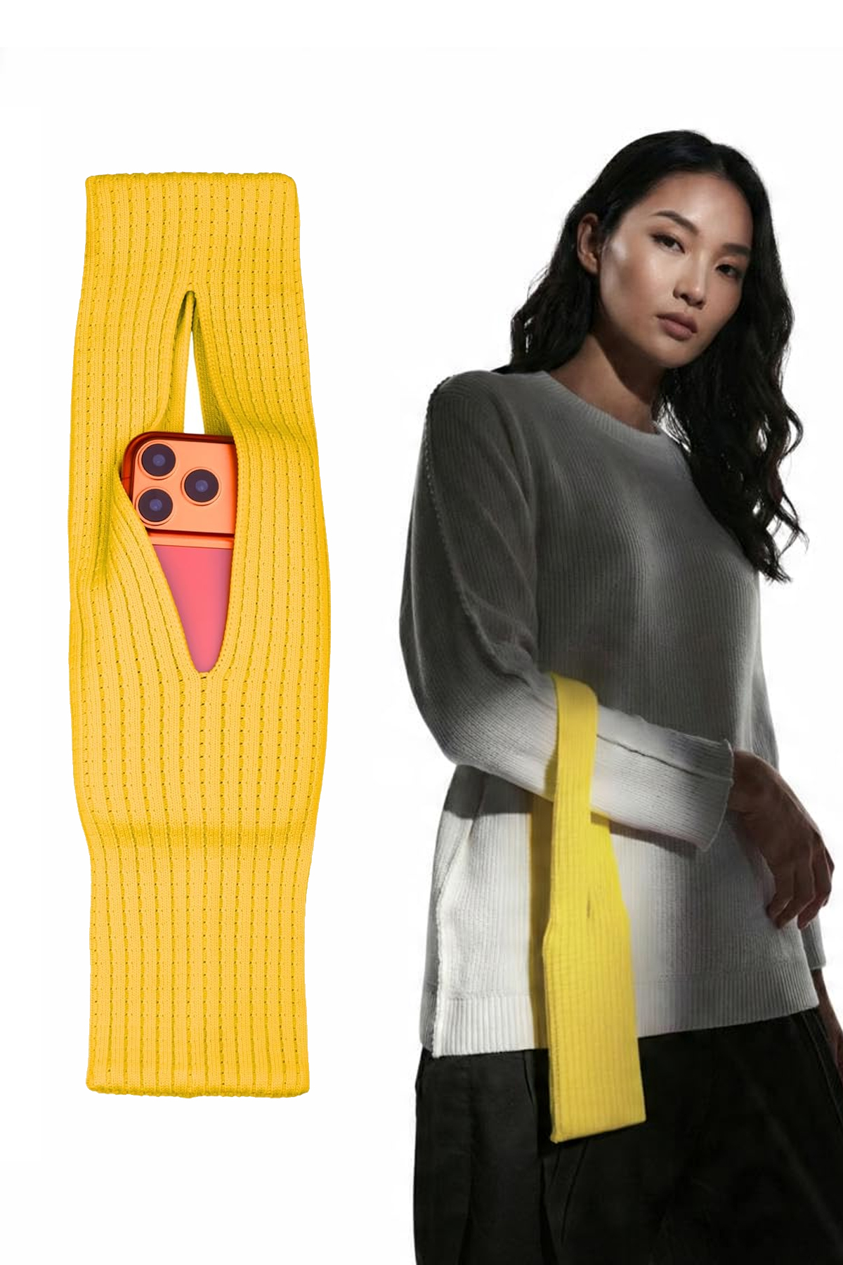 Compatible with All Phone Models Neck Strap Knit Pocket 80CM