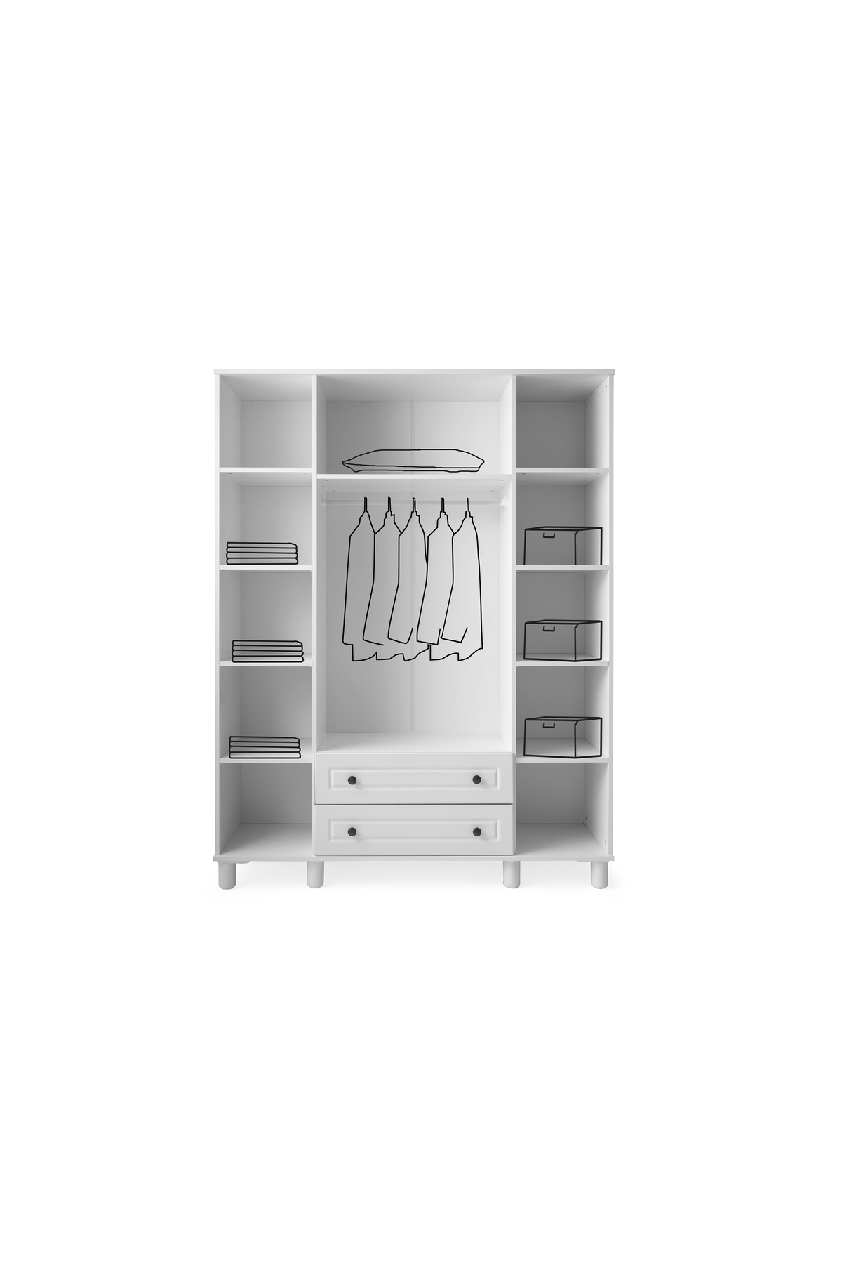 Vivense Hira Gardırop, Beyaz, 4 Kapaklı fotoğrafı 3 (önizleme)